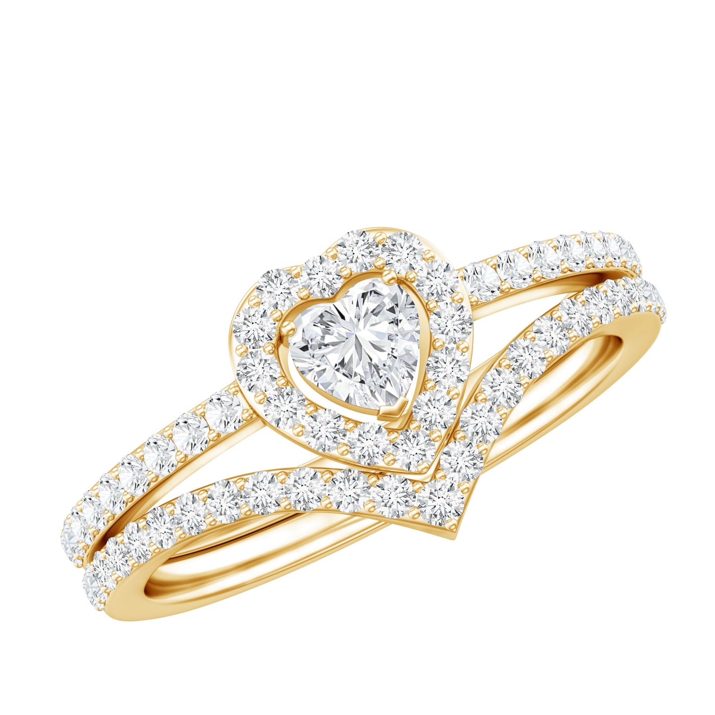 Heart Shape Moissanite Wedding Ring Set For Women