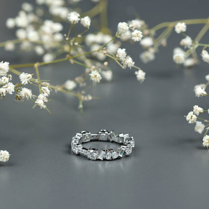 Certified Moissanite Designer Wedding Band Ring For Women