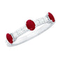 Natural Oval Ruby Half Eternity Ring with Diamond