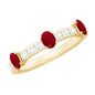 Natural Oval Ruby Half Eternity Ring with Diamond