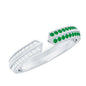 Contemporary Emerald and Diamond Open Wedding Band Ring