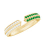 Contemporary Emerald and Diamond Open Wedding Band Ring