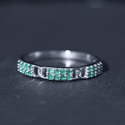 Real Emerald Interlocking Wedding Band with Certificate