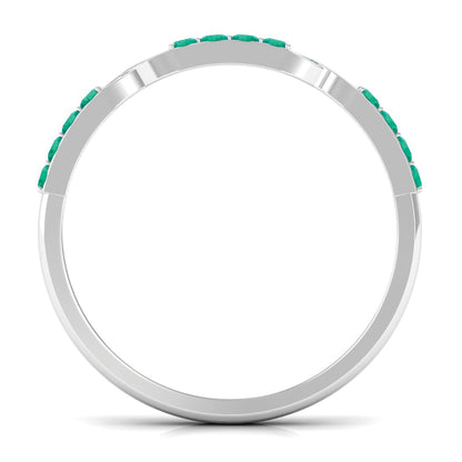 Real Emerald Interlocking Wedding Band with Certificate