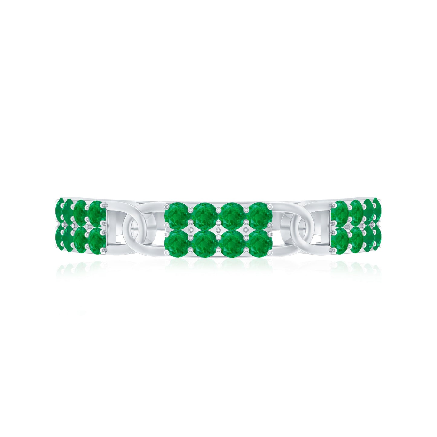 Real Emerald Interlocking Wedding Band with Certificate