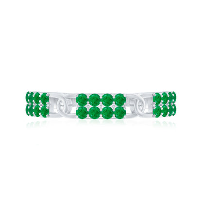 Real Emerald Interlocking Wedding Band with Certificate