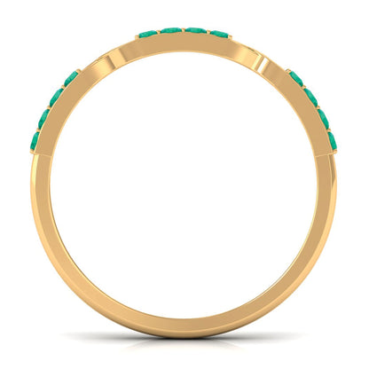 Real Emerald Interlocking Wedding Band with Certificate