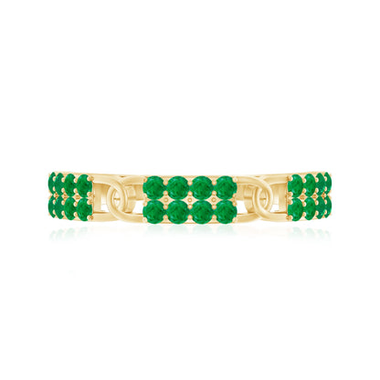 Real Emerald Interlocking Wedding Band with Certificate