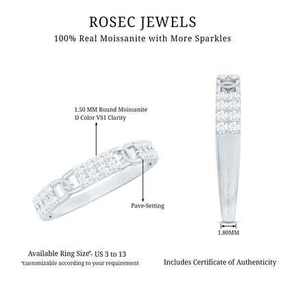 Certified Moissanite Interlocking Wedding Band