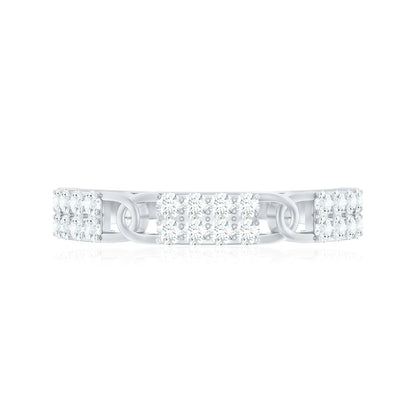 Certified Moissanite Interlocking Wedding Band