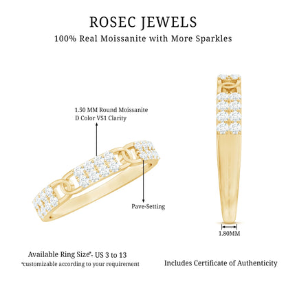 Certified Moissanite Interlocking Wedding Band
