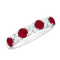 Natural Ruby Half Eternity Anniversary Band Ring with Diamond