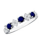 Natural Blue Sapphire and Diamond Half Eternity Band Ring for Women