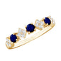 Natural Blue Sapphire and Diamond Half Eternity Band Ring for Women