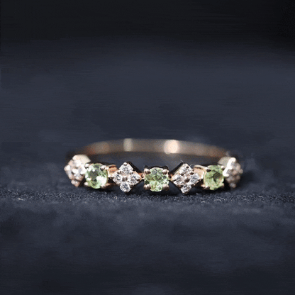 Natural Peridot Diamond Half Eternity Ring for Women