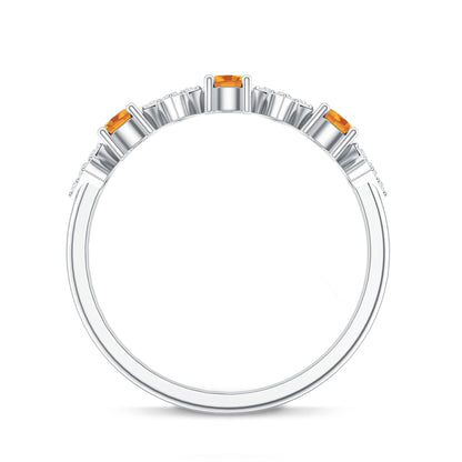 Natural Citrine and Diamond Half Eternity Band Ring