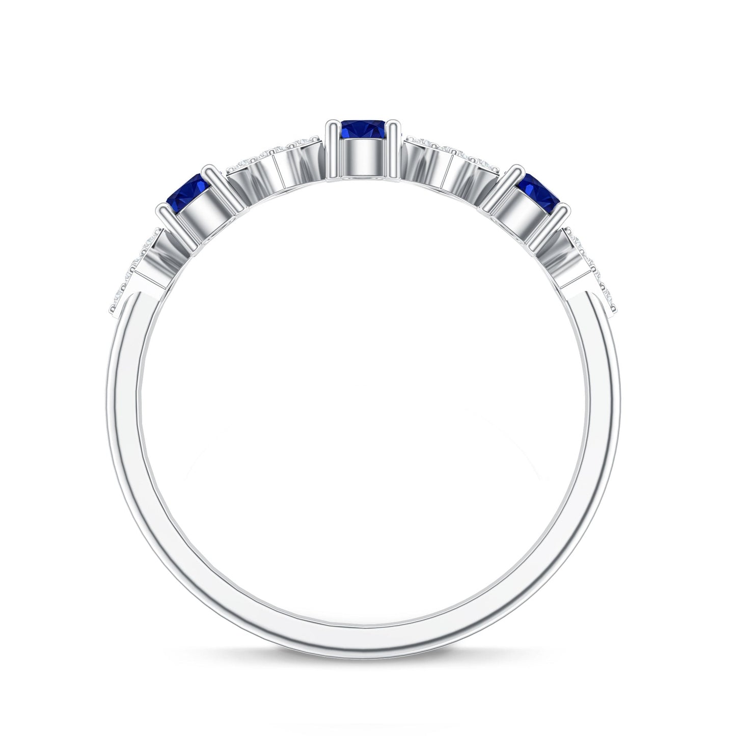Certified Lab Grown Blue Sapphire Diamond Half Eternity Ring for Women