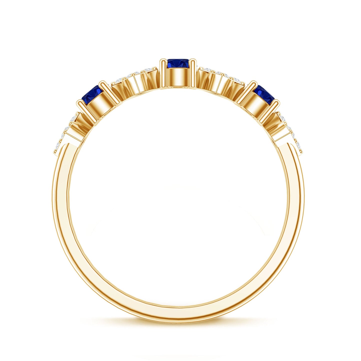 Certified Lab Grown Blue Sapphire Diamond Half Eternity Ring for Women