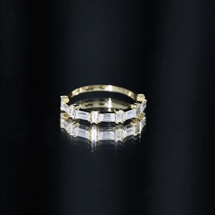 Baguette Cut Moissanite Designer Half Eternity Ring