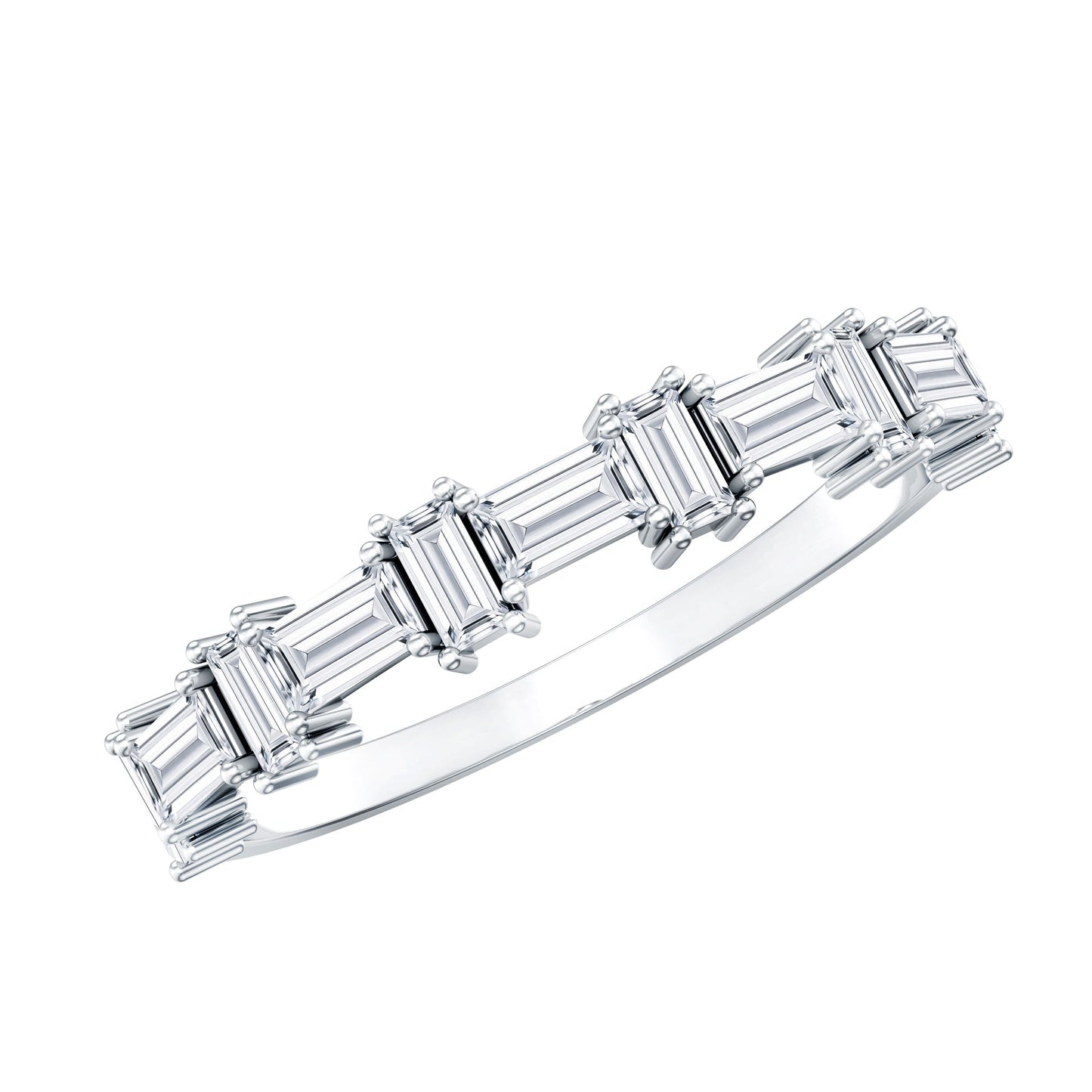 Baguette Cut Moissanite Designer Half Eternity Ring