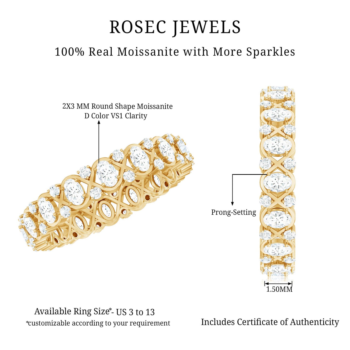 Half Eternity Style Moissanite Infinity Wedding Band