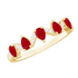 Natural Pear Shape Ruby Half Eternity Ring with Diamond for Women