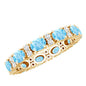 Natural Aquamarine Diamond Eternity Wedding Band in East West Style