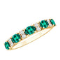 Certified Oval Lab Grown Emerald Half Eternity Ring with Diamond