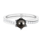 Tahitian Pearl and Diamond Flower Bypass Ring