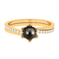 Tahitian Pearl and Diamond Flower Bypass Ring