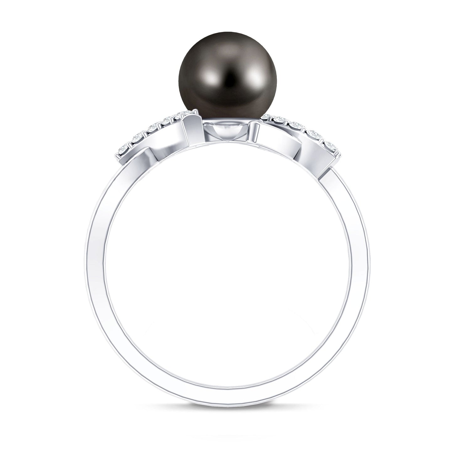 Tahitian Pearl Solitaire Ring with Diamond Accent