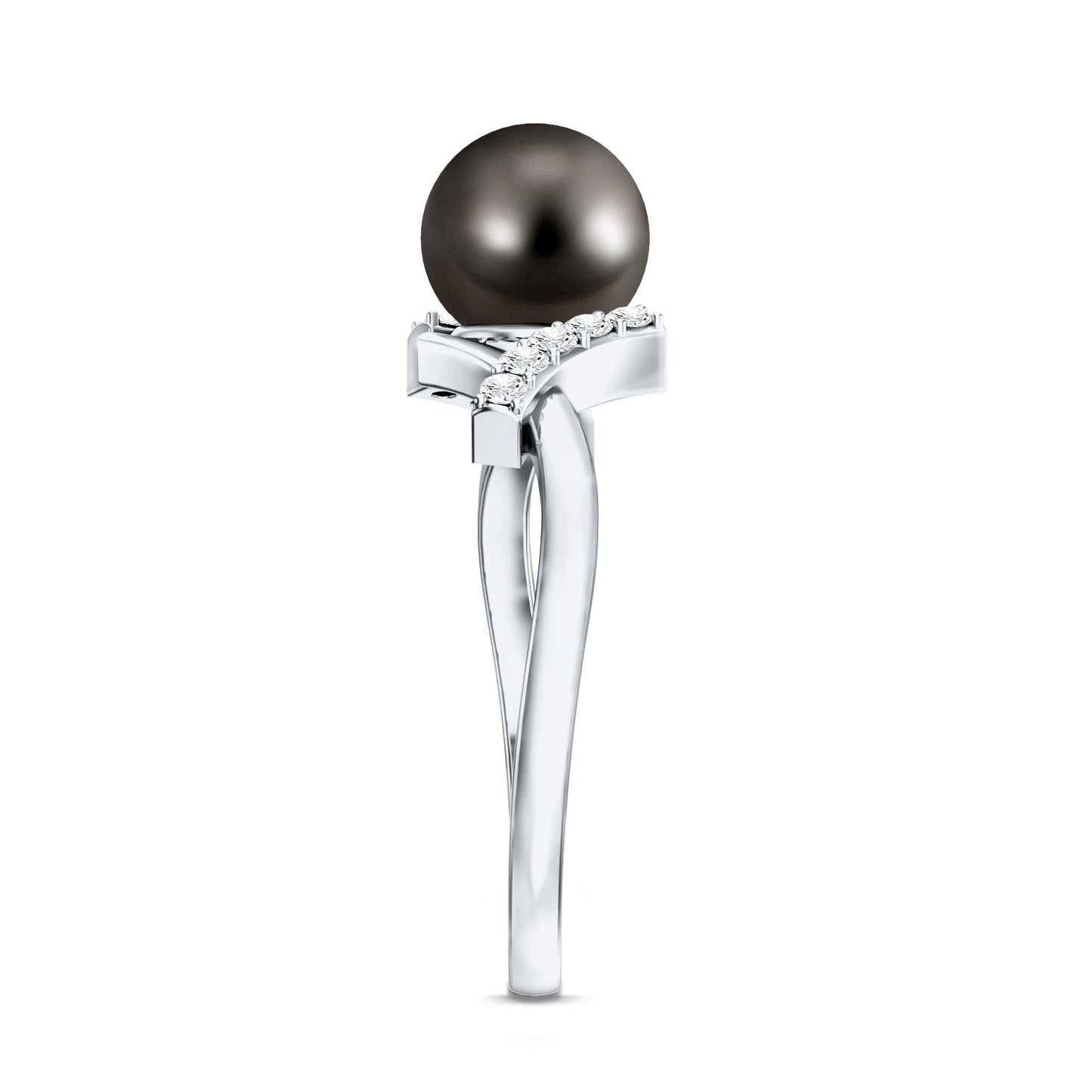 Tahitian Pearl Solitaire Ring with Diamond Accent