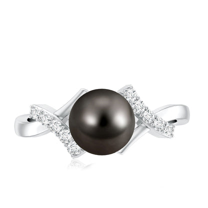 Tahitian Pearl Solitaire Ring with Diamond Accent