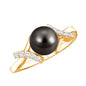 Tahitian Pearl Solitaire Ring with Diamond Accent