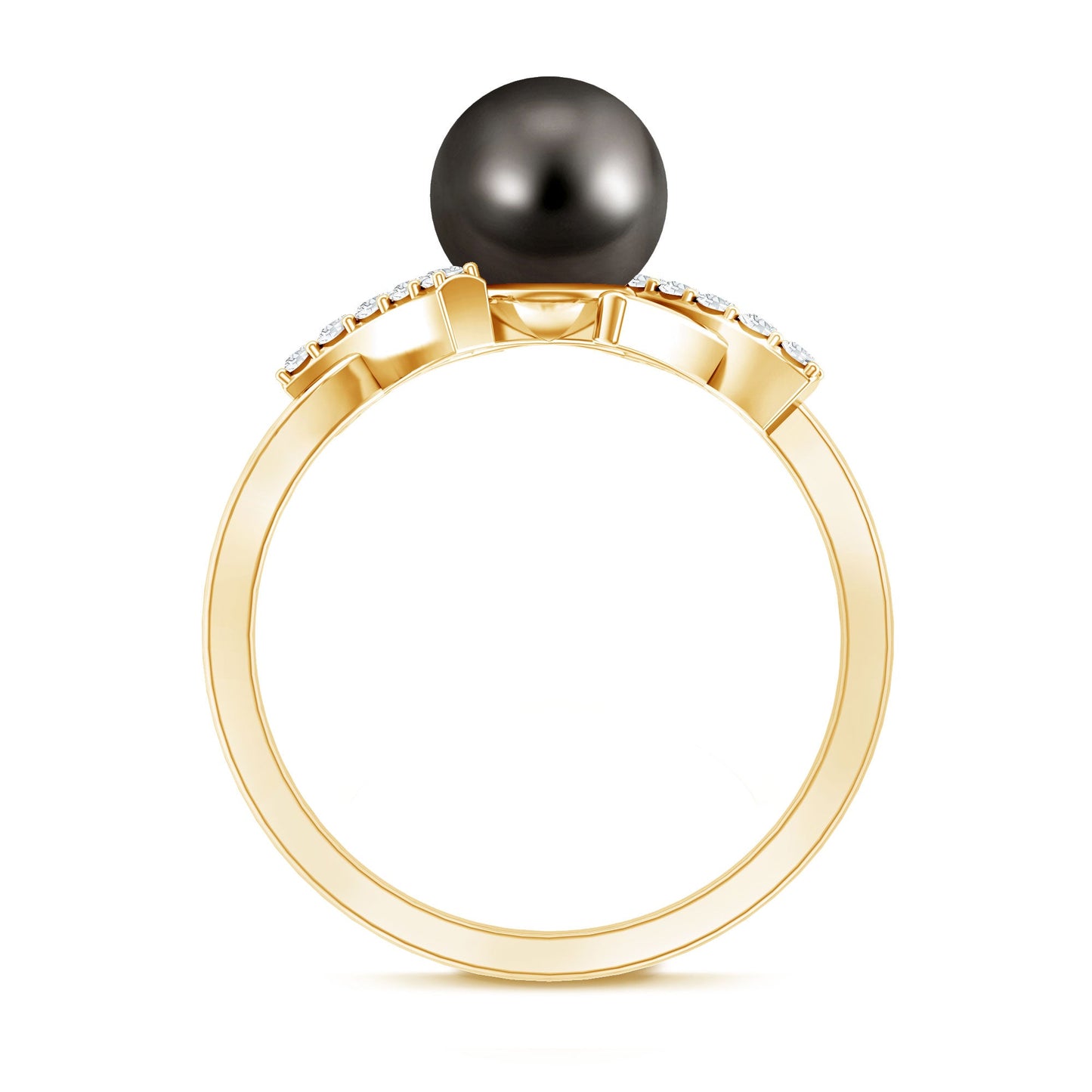 Tahitian Pearl Solitaire Ring with Diamond Accent