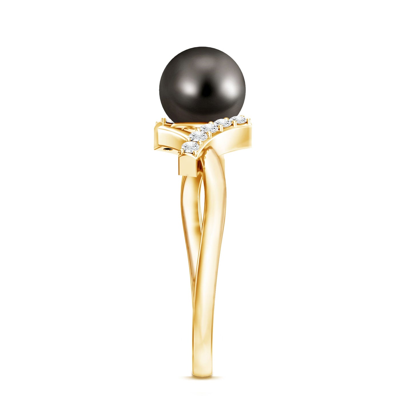 Tahitian Pearl Solitaire Ring with Diamond Accent