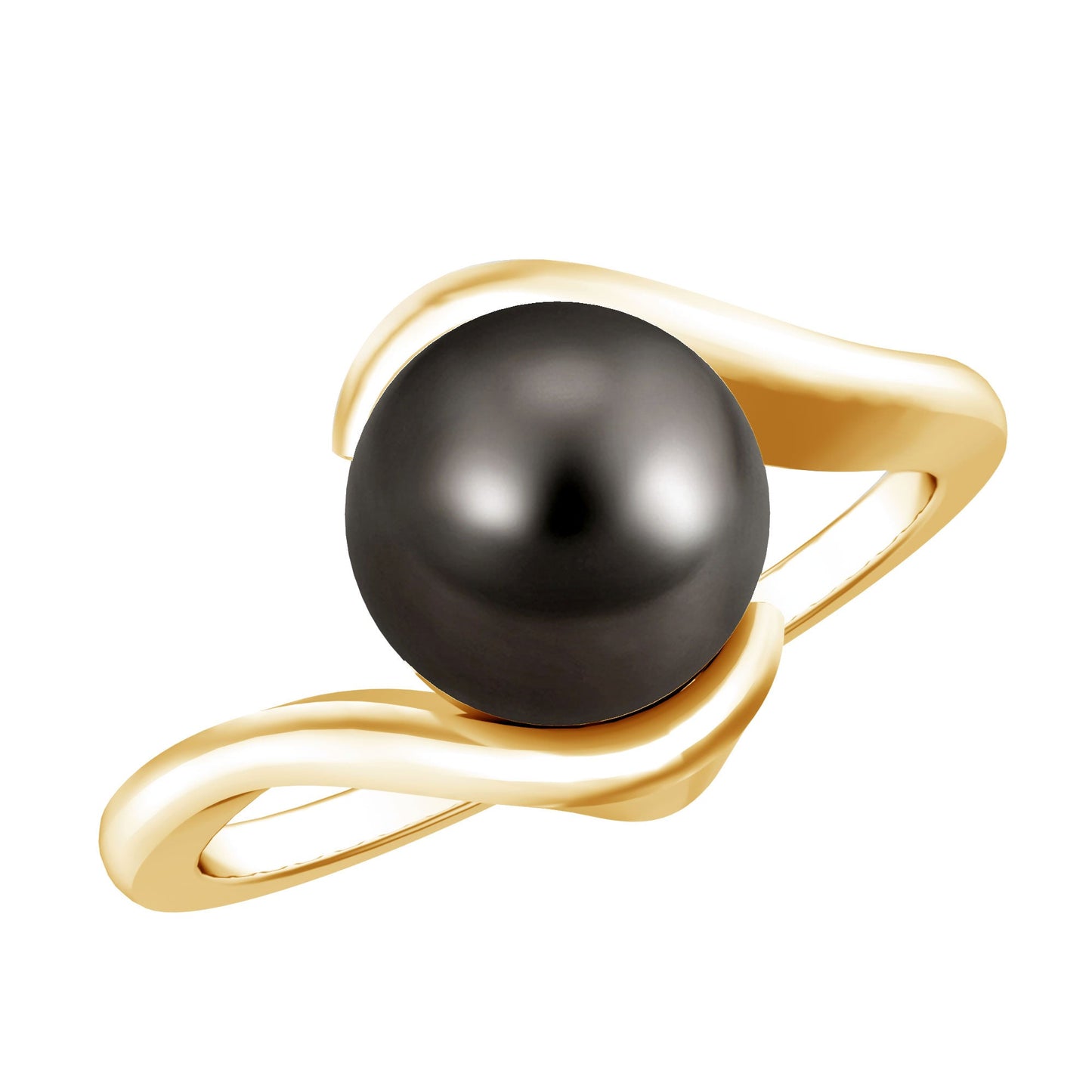 7.5 Carat Certified Tahitian Black Pearl Solitaire Bypass Ring