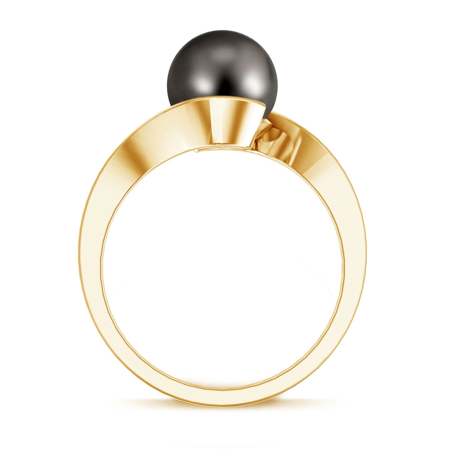 7.5 Carat Certified Tahitian Black Pearl Solitaire Bypass Ring