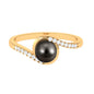 Solitaire Tahitian Pearl Bypass Engagement Ring with Diamond