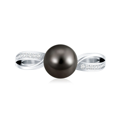 7.5 Carat Solitaire Tahitian Pearl Engagement Ring with Diamond