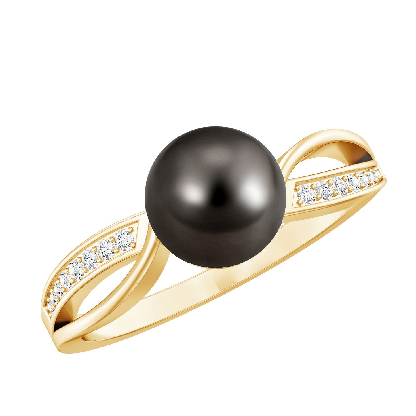 7.5 Carat Solitaire Tahitian Pearl Engagement Ring with Diamond