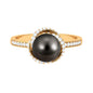 Simple Tahitian Pearl Solitaire Ring with Diamond Swirl