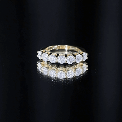 Shared Prong Set Round Moissanite Designer Wedding Band