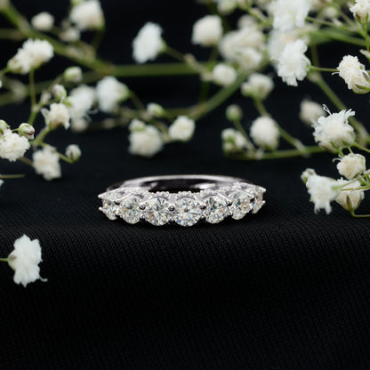 Shared Prong Set Round Moissanite Designer Wedding Band
