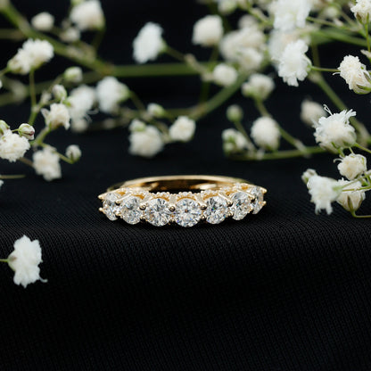 Shared Prong Set Round Moissanite Designer Wedding Band