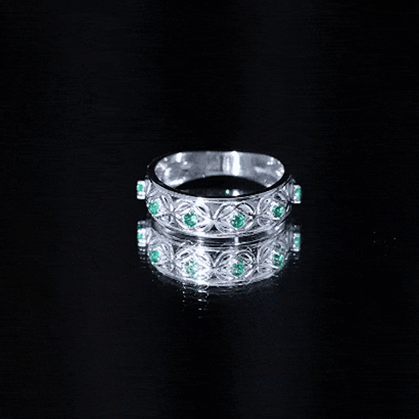 Lab Created Emerald Vintage Inspired Eternity Band