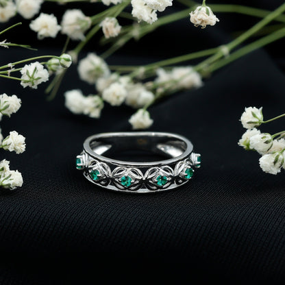 Lab Created Emerald Vintage Inspired Eternity Band