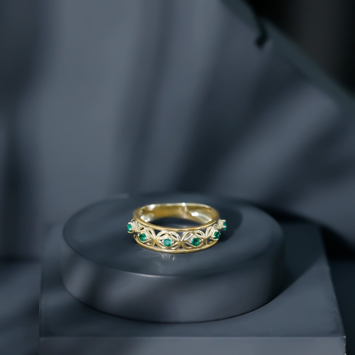 Lab Created Emerald Vintage Inspired Eternity Band