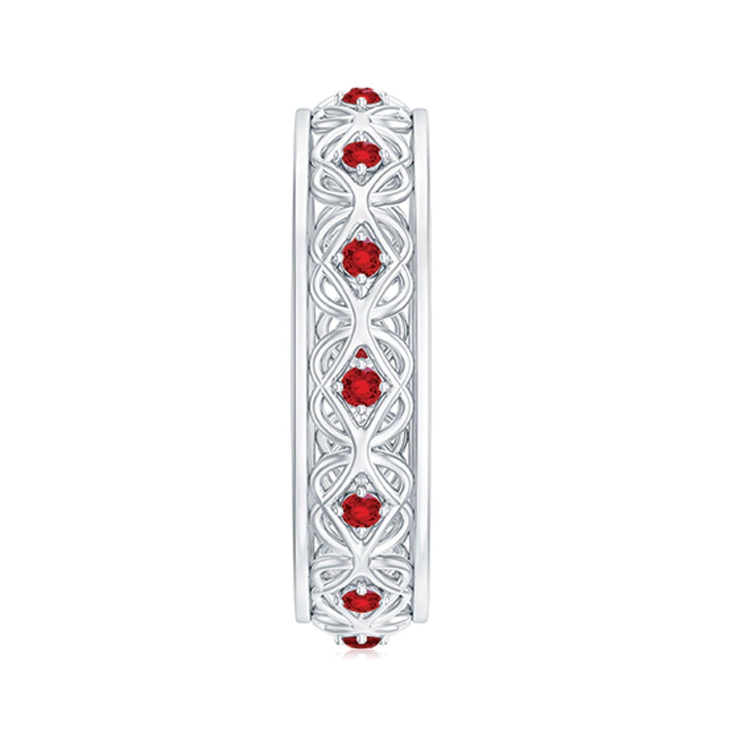 Vintage Style Lab Created Ruby Celtic Wedding Band with Certificate