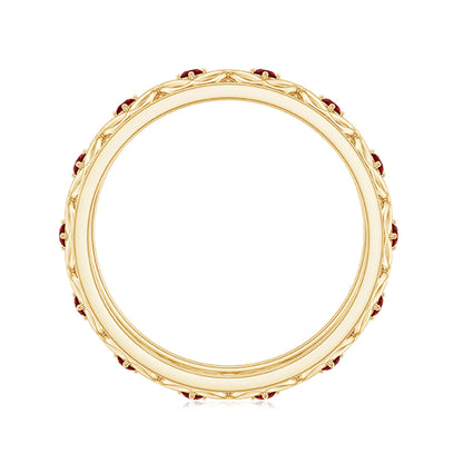 Vintage Style Lab Created Ruby Celtic Wedding Band with Certificate